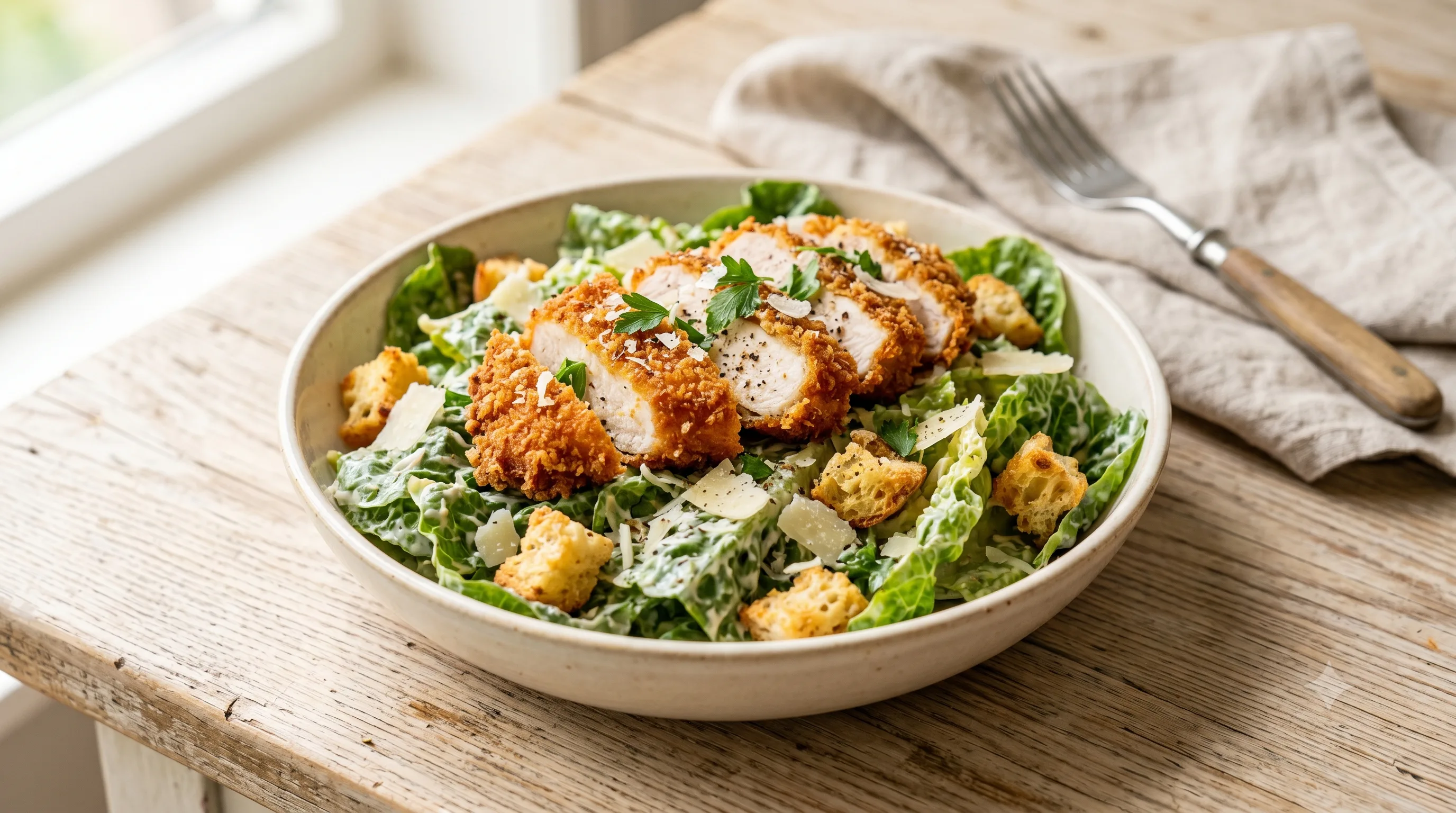 Caesarsalade met Krokante Kip