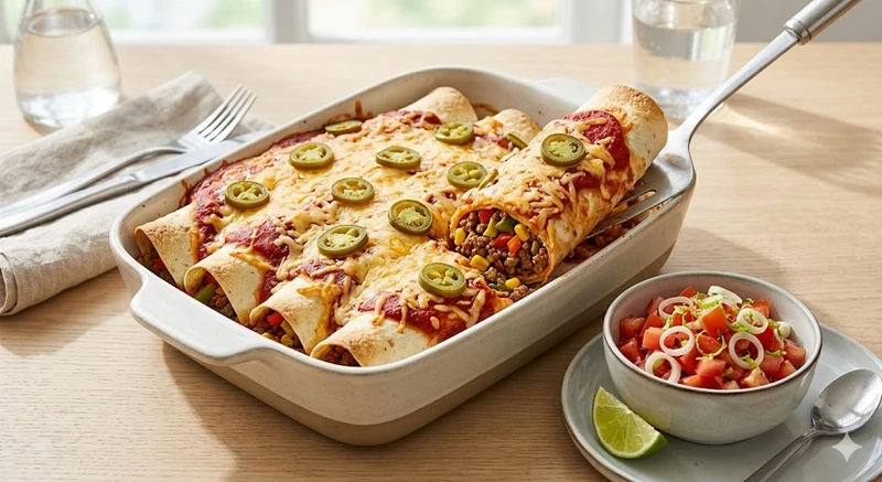 Enchilada's met Gehakt en Tomatensalsa