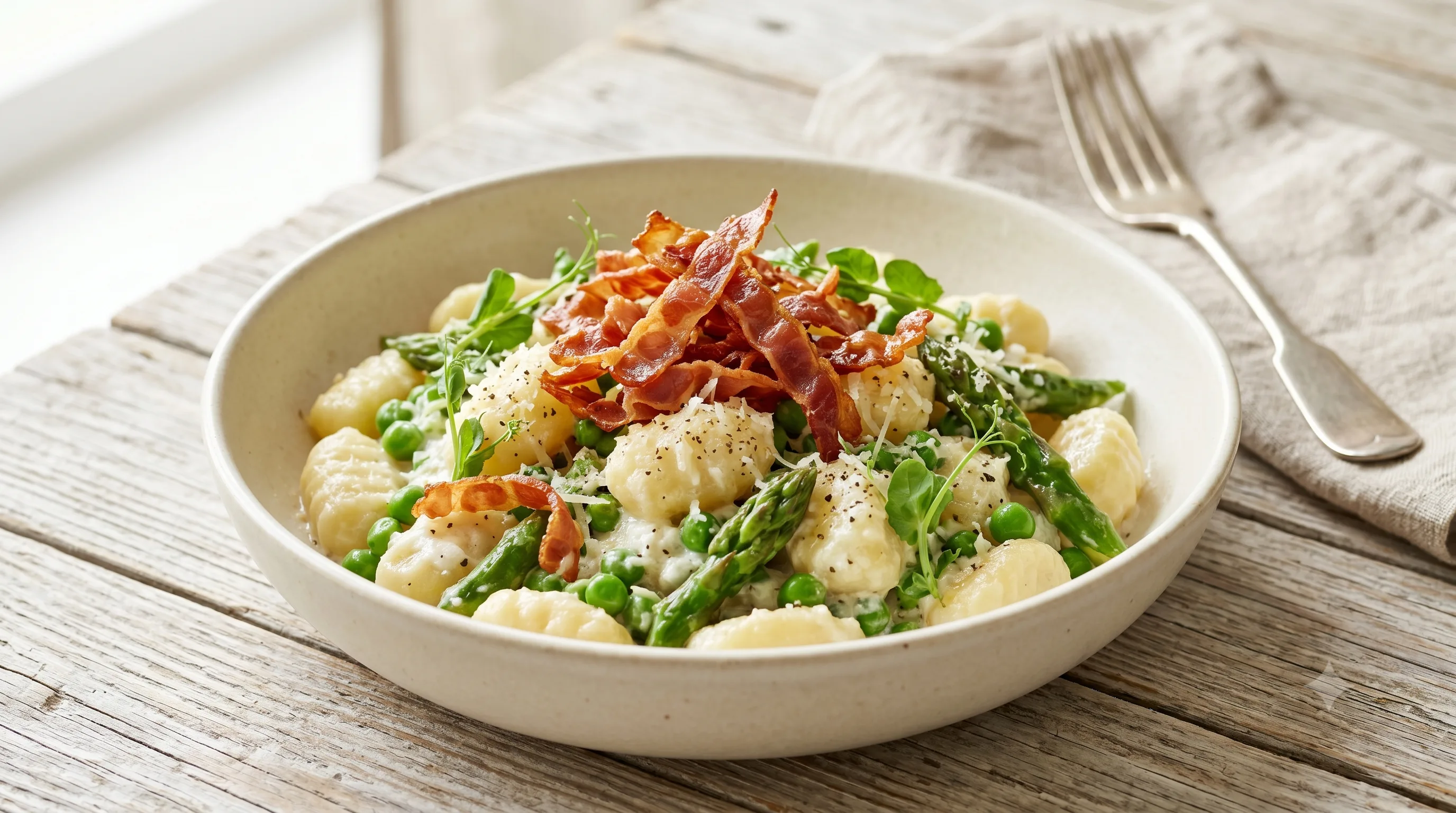 Gnocchi met Ricotta, Parmaham en Groene Asperges