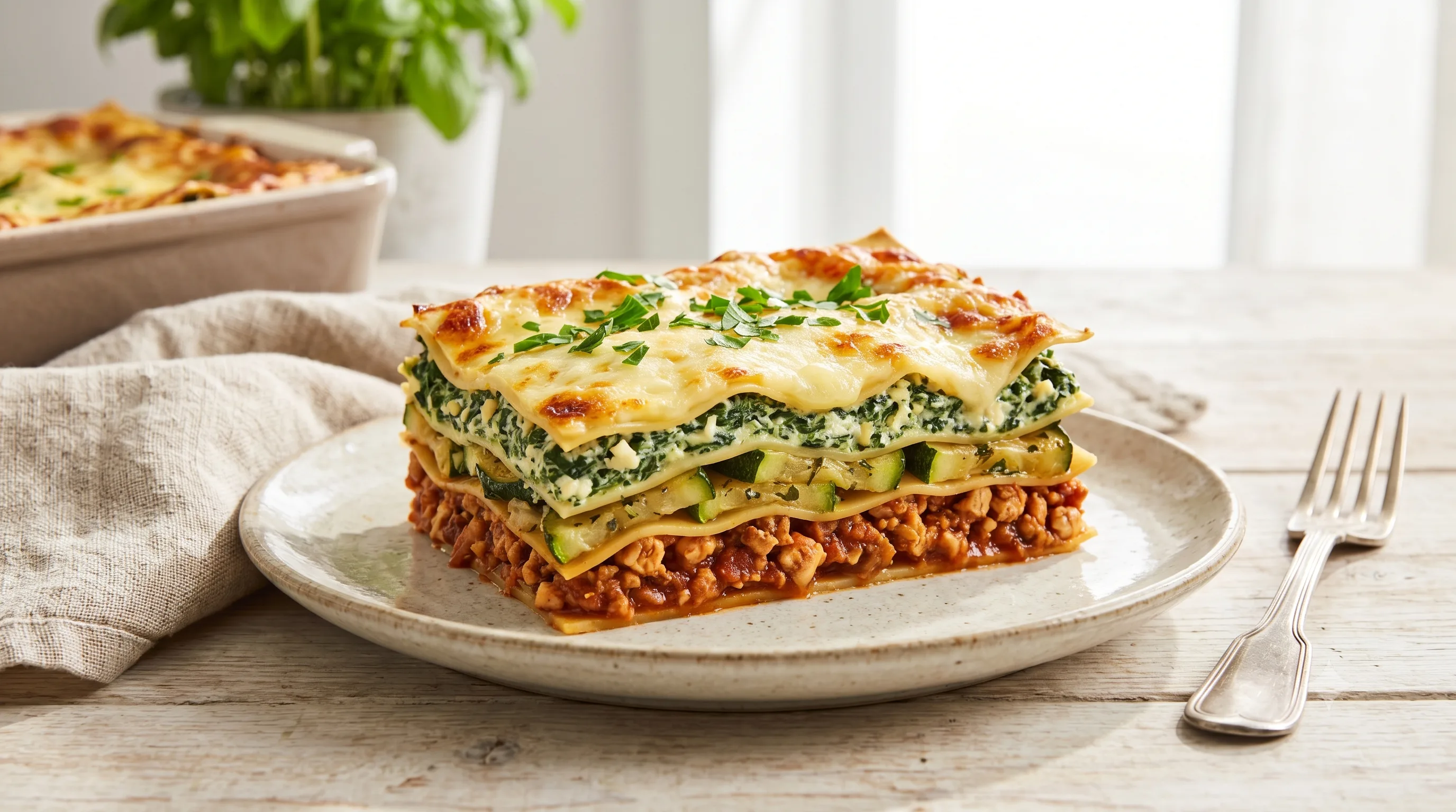 Lasagne met Kipgehakt, Spinazie en Courgette