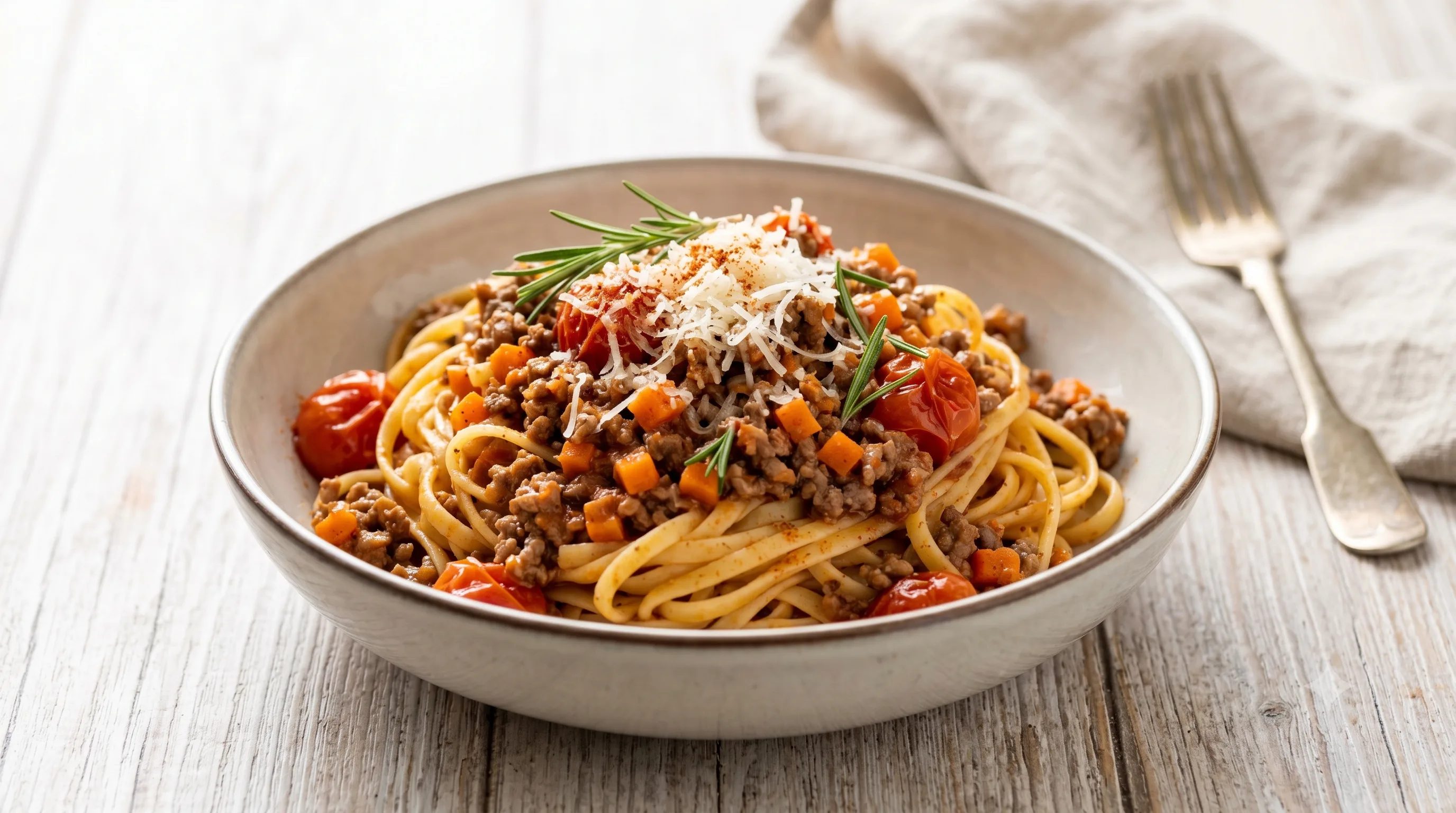 Linguine met Tomaten-Gehaktragout