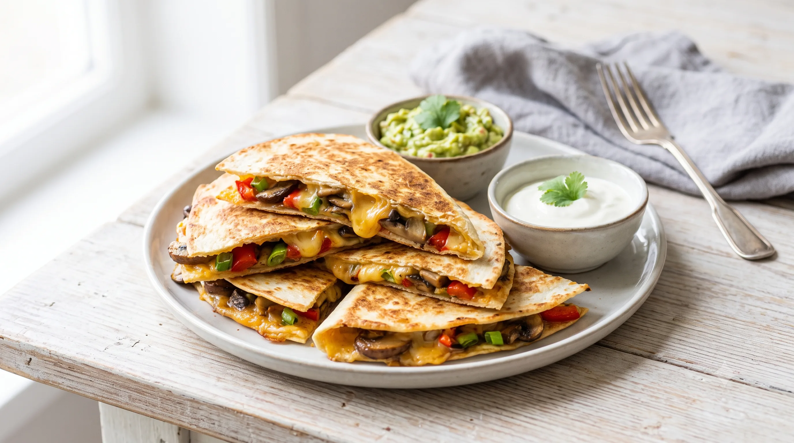 Quesadilla's met Paprika, Kaas en Champignons