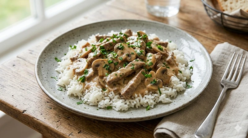 Runderstroganoff met Rijst