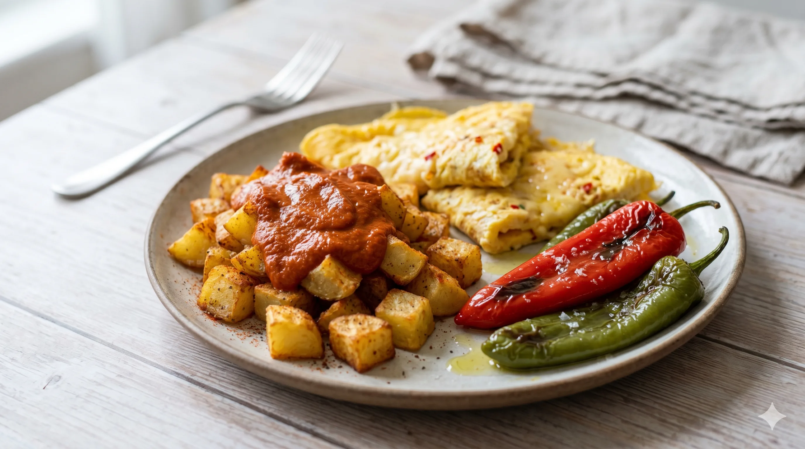 Patatas Bravas met Omelet en Puntpaprika